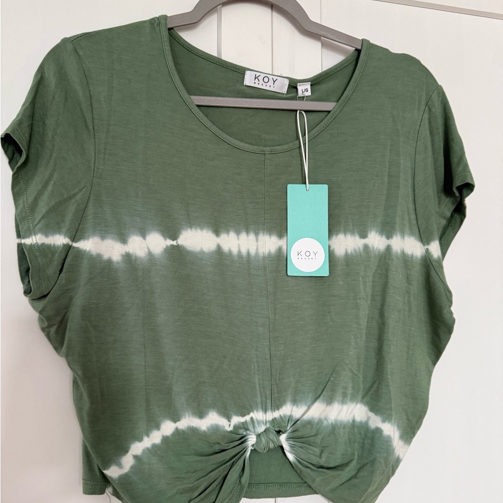 Green Tie-Dye Short Sleeve Women's Top